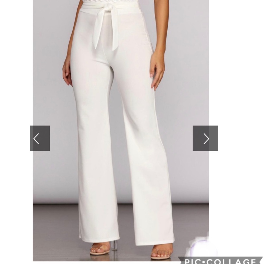 Windsor tie waist crepe pants size M